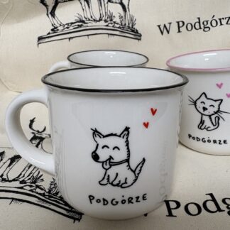 kubek z pieskiem i napisem Podgórze