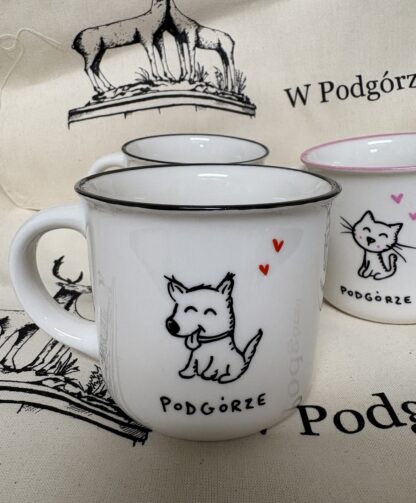 kubek z pieskiem i napisem Podgórze
